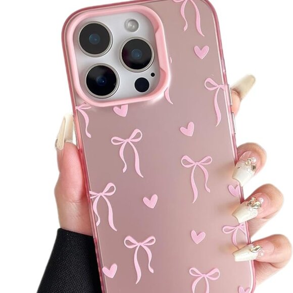 Iphone All 16 15 14 13 Cute Pink Ribbon Bow Tie Phone Case - Picture 3 of 6